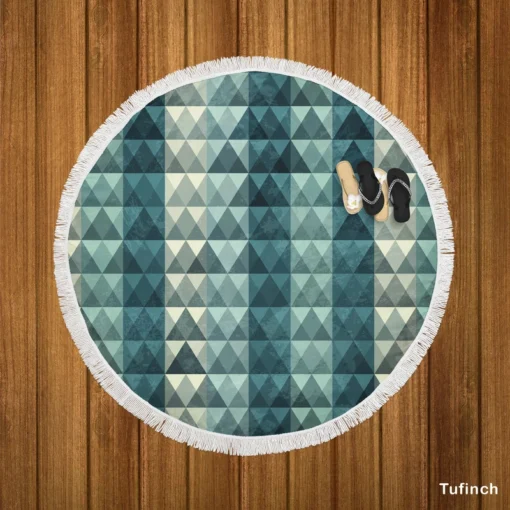 Diamond Grid Pattern Round Beach Towel