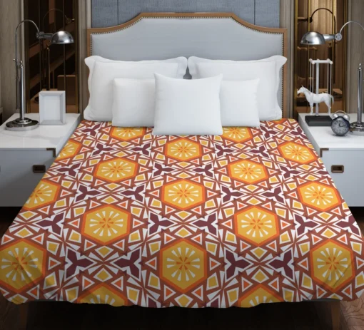 Diamond Shaped Ethnic Pattern Duvet Cover