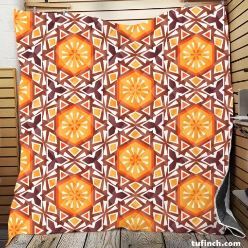 Diamond Shaped Ethnic Pattern Quilt Blanket