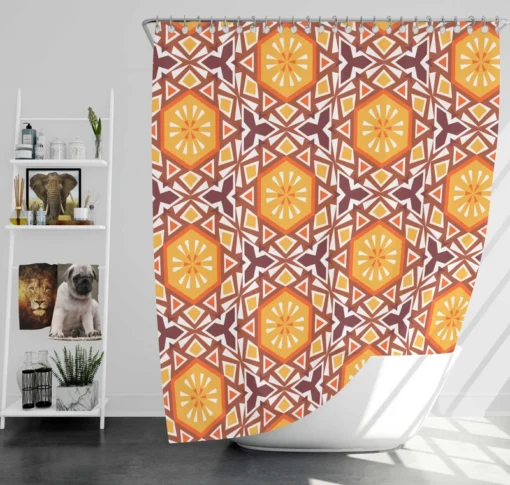 Diamond Shaped Ethnic Pattern Shower Curtain