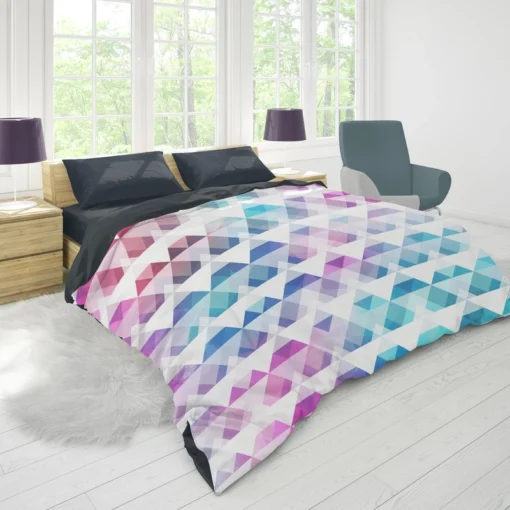 Diamond Shapes Triangle Gradient Duvet Cover 1