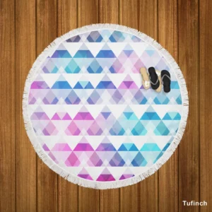 Diamond Shapes Triangle Gradient Round Beach Towel