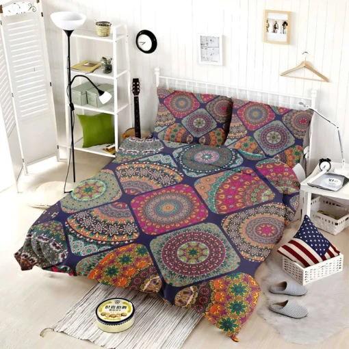 Different Colored Indian Patch Design Bedding Set