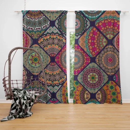 Different Colored Indian Patch Design Curtain