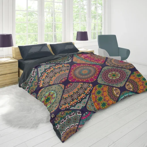 Different Colored Indian Patch Design Duvet Cover 1