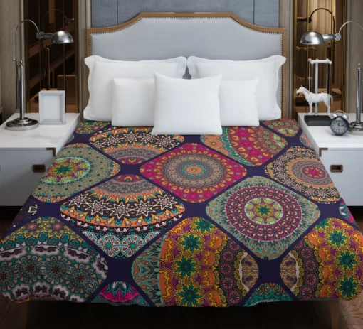 Different Colored Indian Patch Design Duvet Cover