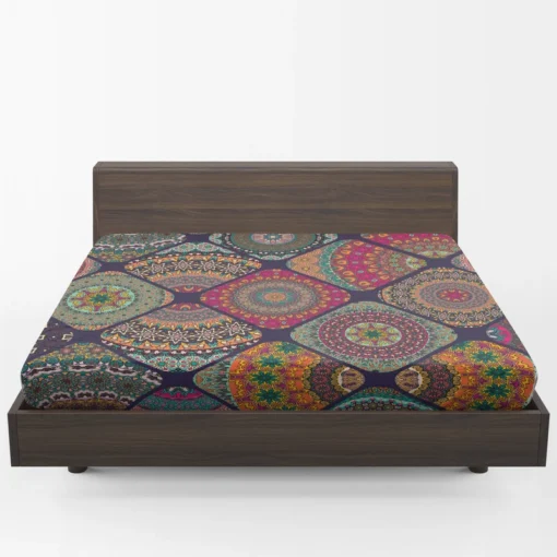 Different Colored Indian Patch Design Fitted Sheet 1