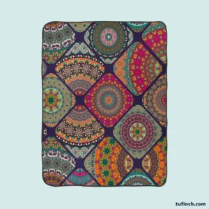 Different Colored Indian Patch Design Fleece Blanket 1