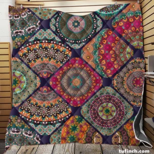 Different Colored Indian Patch Design Quilt Blanket