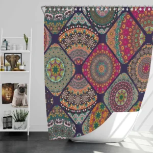 Different Colored Indian Patch Design Shower Curtain