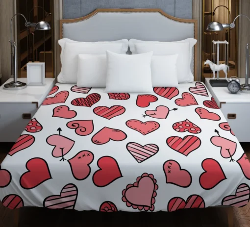 Different Styled Love Hearts Duvet Cover