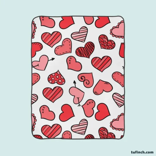 Different Styled Love Hearts Fleece Blanket 1