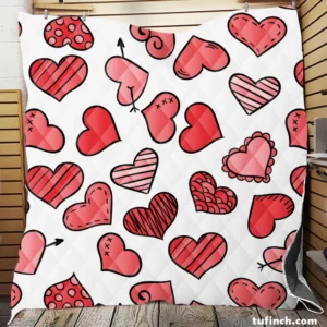 Different Styled Love Hearts Quilt Blanket