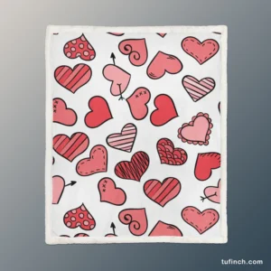 Different Styled Love Hearts Sherpa Fleece Blanket 1