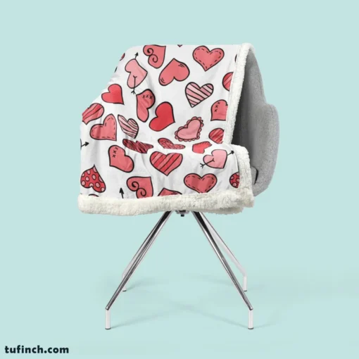 Different Styled Love Hearts Sherpa Fleece Blanket 2