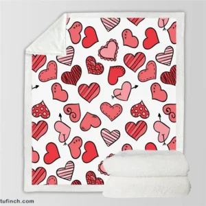 Different Styled Love Hearts Sherpa Fleece Blanket