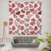 Different Styled Love Hearts Wall Tapestry