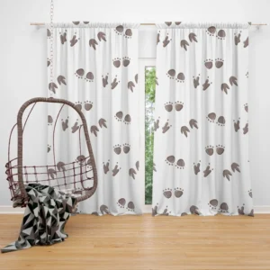 Dinosaur Footprint Paw Pattern Curtain