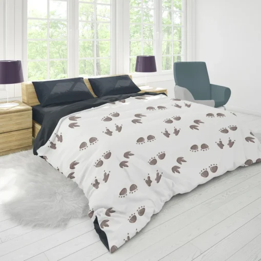 Dinosaur Footprint Paw Pattern Duvet Cover 1