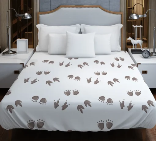 Dinosaur Footprint Paw Pattern Duvet Cover