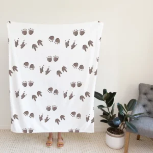 Dinosaur Footprint Paw Pattern Fleece Blanket