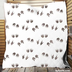 Dinosaur Footprint Paw Pattern Quilt Blanket