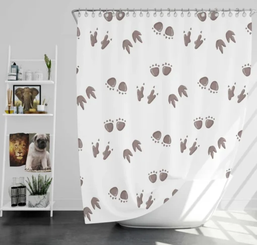 Dinosaur Footprint Paw Pattern Shower Curtain