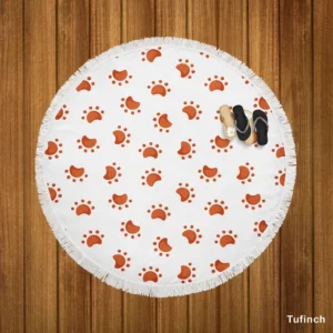 Dirty Animal Paw Prints Round Beach Towel