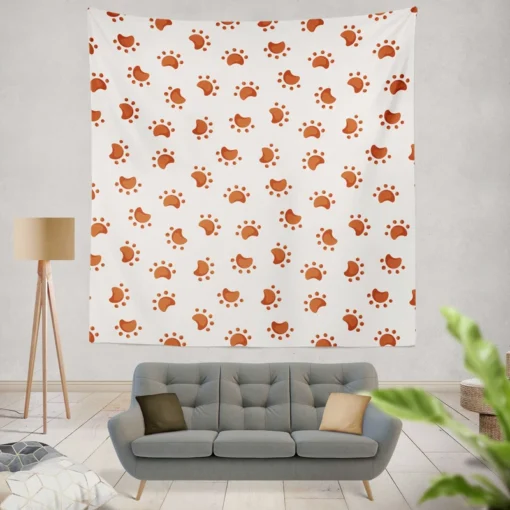 Dirty Animal Paw Prints Wall Tapestry