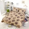 Dog Cat Paw Prints Brown Design Bedding Set