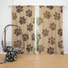 Dog Cat Paw Prints Brown Design Curtain