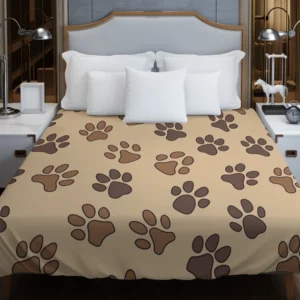 Dog Cat Paw Prints Brown Design Duvet Cover