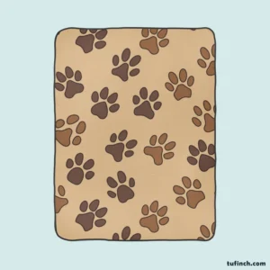 Dog Cat Paw Prints Brown Design Fleece Blanket 1