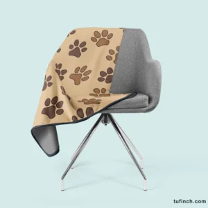 Dog Cat Paw Prints Brown Design Fleece Blanket 2