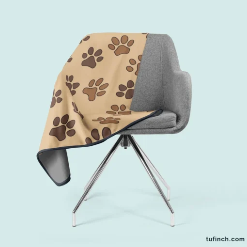 Dog Cat Paw Prints Brown Design Fleece Blanket 2