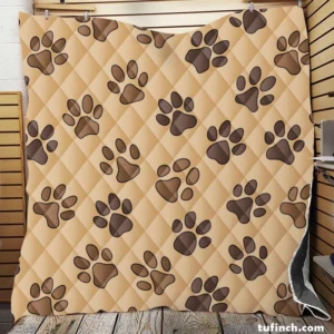 Dog Cat Paw Prints Brown Design Quilt Blanket