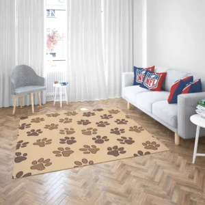 Dog Cat Paw Prints Brown Design Rug 2