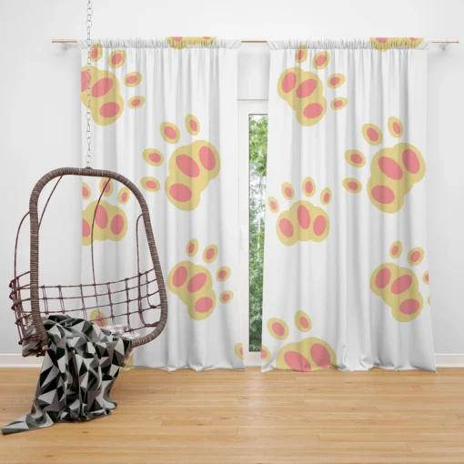 Dog Cute Paw Design Curtain