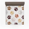 Dog Paw Brown White Print Fitted Sheet