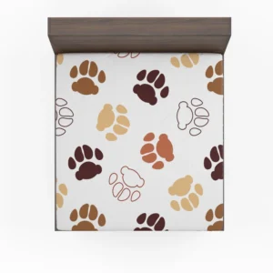 Dog Paw Brown White Print Fitted Sheet