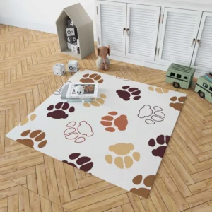 Dog Paw Brown White Print Rug 1