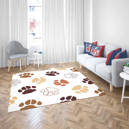 Dog Paw Brown White Print Rug 2