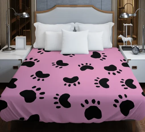 Dog Paw Print Cute Template Duvet Cover