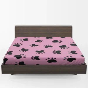 Dog Paw Print Cute Template Fitted Sheet 1