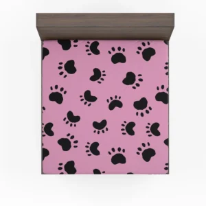 Dog Paw Print Cute Template Fitted Sheet