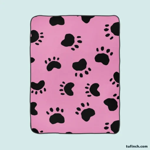 Dog Paw Print Cute Template Fleece Blanket 1