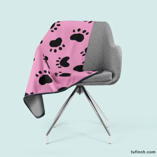 Dog Paw Print Cute Template Fleece Blanket 2