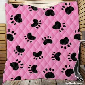 Dog Paw Print Cute Template Quilt Blanket