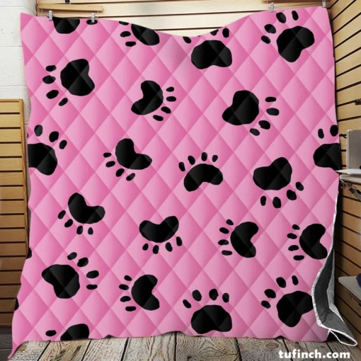 Dog Paw Print Cute Template Quilt Blanket