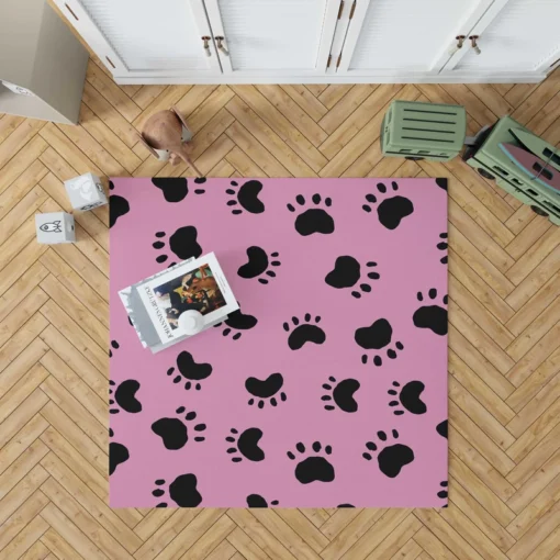 Dog Paw Print Cute Template Rug